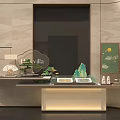 Modern Luxury Sales Office Interior Design With Decorative Ornaments Green Plants And Landscape Paintings