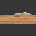 Detailed 3D Mountain Landscape Model With Textured Terrain And Wooden Base