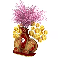 Traditional Chinese Red Bag Photo Spot With Fu Character And Gold Ingots