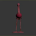 Pink Flamingo Sculpture With Long Legs And Pointed Beak On Square Base
