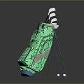 Green Golf Bag With Stand And Golf Clubs Sports Equipment