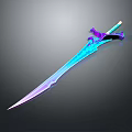 Glowing Blue Purple Gradient Fantasy Sword With Modern Design On Dark Background