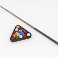 Billiard Cue Stick With Colored Balls In Triangle Rack For Pool Game 3d model