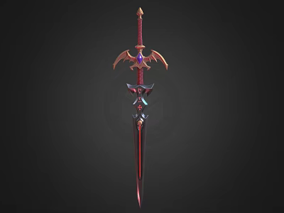 Fantasy Weapon 3D Rendered Sword With Red Gold Accents Sharp Blade And Gemstone Hilt 3d model
