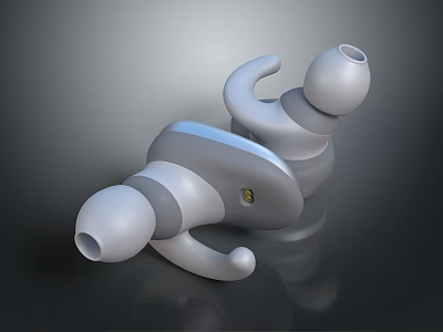 Modern Gray Wireless In Ear Headphones With Ergonomic Design And Comfortable Fit 3d model