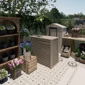 Simple Wind Internet Red Wind Hydrangea Theme Courtyard Garden 3d model