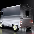 Vintage Silver Van With Streamlined Body Yellow Wheels And Retro Design