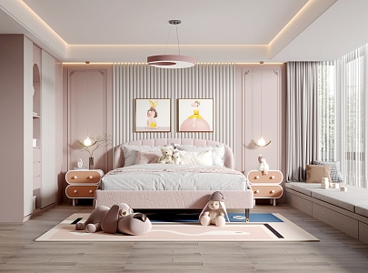 Modern Children's Room Girls Room 3d model