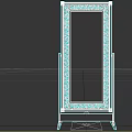 Elegant Free Standing Full Length Mirror With Carved White Frame Design 3d model