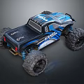 Blue Black Functional Off Road RC Car With Large Tires 3d model