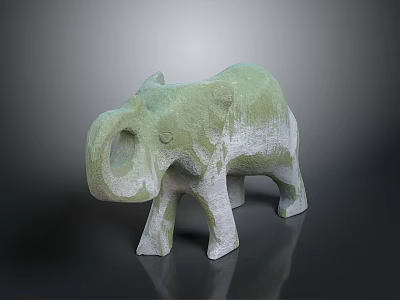 Green And White Elephant Sculpture With Minimalist Design Artistic Decoration Stylish Decorative Piece 3d model
