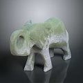 Green And White Elephant Sculpture With Minimalist Design Artistic Decoration Stylish Decorative Piece