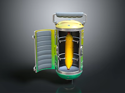 Yellow And Green Portable Banana Roaster Appliance With Handle And Transparent Door 3d model