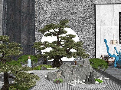 New Chinese style landscape sketch landscape sketch courtyard landscape model