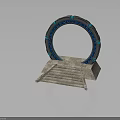 Decorative Circular Archway Structure With Blue Accents And Stone Steps Base 3d model
