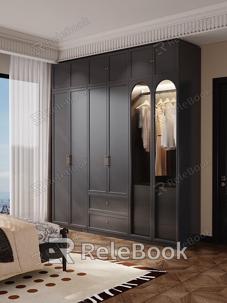 French Wardrobe Decorative Cabinet To Top Glass Wardrobe Combination model