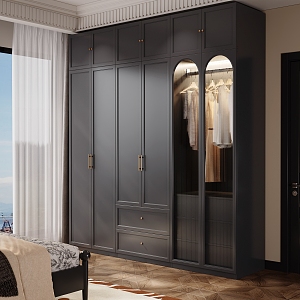 French Wardrobe Decorative Cabinet Top Glass Wardrobe Combination 3d model