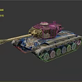Realistic Military Tank Model With Camouflage Pattern Long Barrel And Metal Tracks
