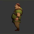Chubby Fantasy Character In Green Tunic With Red Hair Brown Straps And Arm Bands