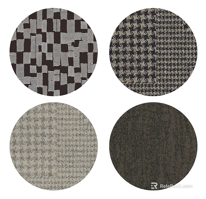 Stylish Round Rugs with Various Patterns for Modern Home Decor 3d model