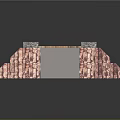Stacked Red Brick Scene Structure With Orange Brick Surface Gray Blocks And Metal Panels