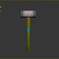 Hammer As Weapon Featuring Silver Head Green Ends And Wooden Handle With Blue Band