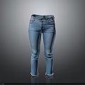 Casual Blue Denim Jeans with Straight Leg Fit Front Pockets and Frayed Hem Details
