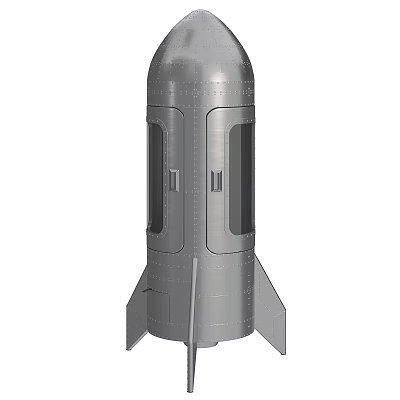 Silver Rocket Shaped Object With Windows And Fins 3d model Silver Rocket Shaped Object With Windows And Fins 3d model