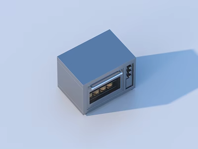 Gray Metal Storage Box With Transparent Door And Circular Items Inside 3d model