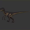 Realistic 3D Dinosaur Model With Purple Yellow Skin Sharp Teeth Standing Pose 3d model