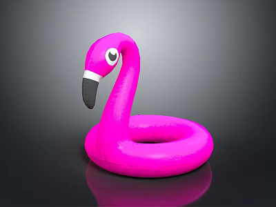 Kids Cute Pink Flamingo Shaped Inflatable Swimming Ring For Summer Fun 3d model