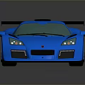 Glossy Blue Sports Car With Sleek Aerodynamic Design And Rear Spoiler