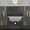 Luxurious Hotel Lobby Interior With Grand Chandelier Marble Floor And Art Mural