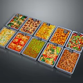 Assorted Delicious Dishes in Square Food Containers Arranged Neatly on