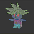 Cartoon Style 3D Character With Spiky Black Hair Colorful Eyes Yellow Vest And Blue Shoes