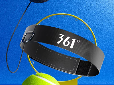 361° Sports Equipment With Black Headband Yellow Tennis Racket And Green Tennis Ball 3d model