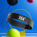361° Sports Equipment With Black Headband Yellow Tennis Racket And Green Tennis Ball