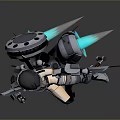 Mech Style Game and Movie Character With Armor Blue Glowing Elements Mechanical Wings
