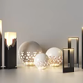 Illuminated Modern Outdoor Lights With Cylindrical Spherical And Square Shapes For Garden Decor