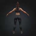 Fitness Woman In Black Sportswear Tight Pants And Arm Sleeves
