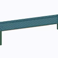 Green Modern Dining Table With Striped Surface And Sturdy Green Straight Legs