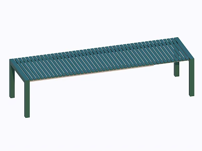 Green Modern Dining Table With Striped Surface And Sturdy Green Straight Legs 3d model