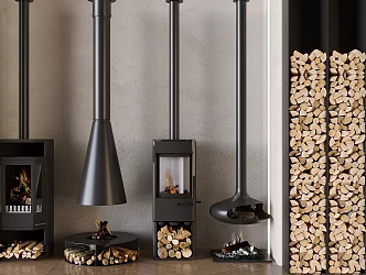 European-style hanging fireplace wood-burning real fire heating stove hanging wood-burning stove 3d model