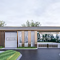 Modern Entrance Gate Design With Metal Frame Glass Panels And Landscaped Gardens