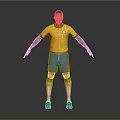 A Man In Brazilian Football Jersey Yellow Shirt Blue Shorts White Socks And Black Shoes