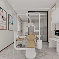 Modern Dental Clinic Interior With Dental Chair Posters And Equipment