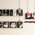 Multiple Anime Character Photo Wall With Hanging Picture Frames And Portrait Decor 3d model
