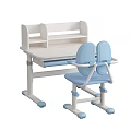 Children's Study Desk with White Bookshelf Blue Chair Rolling Wheels Simple Design