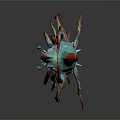 Mythical Weapon Featuring Teal Red Accents Intricate Decorative Details And Elaborate Craftsmanship
