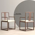 Two Modern Wooden Armchairs With Light Cushion And Circular Backdrop Design